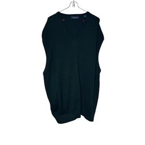Austin Reed‎ Men's Sweater Vest Sleeveless V-Neck Preppy Knit Dark Green Sz. XXL